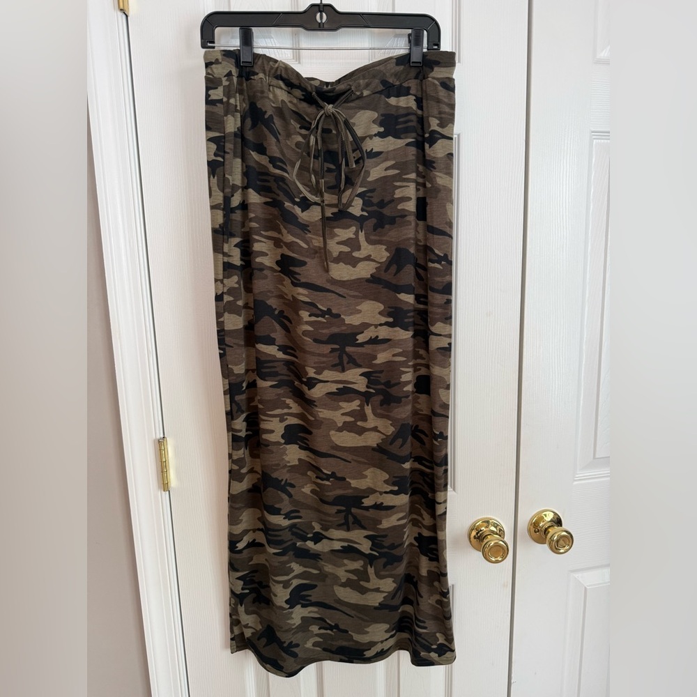 Army Green Camouflage Maxi Skirt